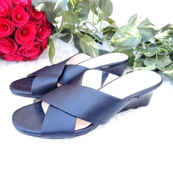 Cole Haan Black Leather Wedge Platform Grand 360 Criss- cross - Picture 10 of 10